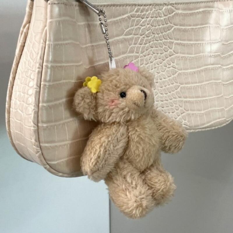 Teddy bear keychain beige