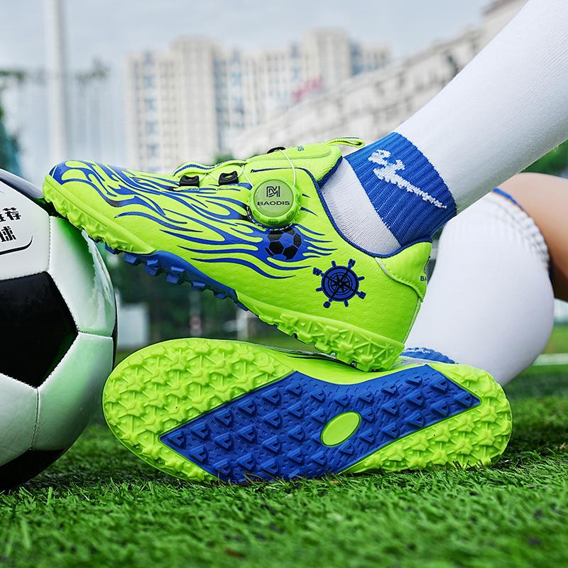 Football Boots Are Lightweight To Wear / Take Off with Rotating Buttons/ Rubber Soft Soles They Are Also Training Shoes Artificial Turf Soccer Shoes