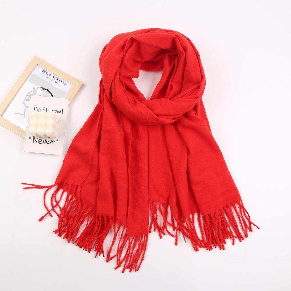 Winter Warm Solid Color Imitation Cashmere Scarf Long Thicken Neck Guard Shawl Comfortable Neck Warmer Wrap Women Girls