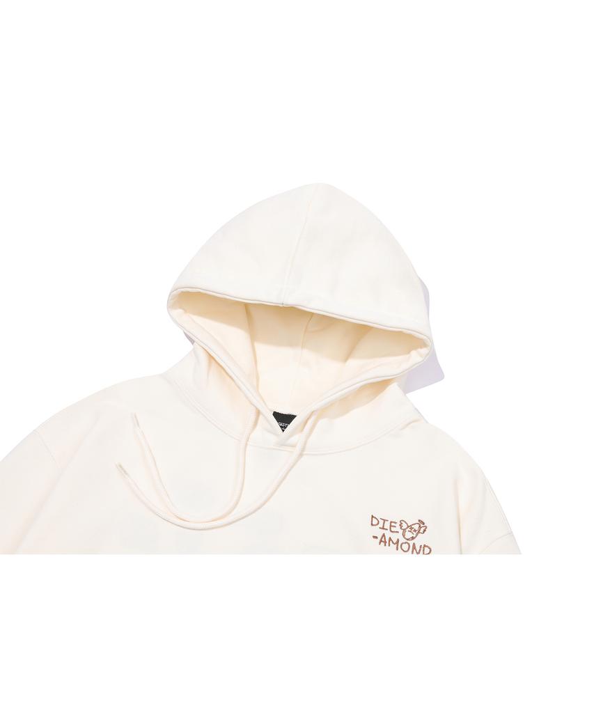 Diamond Embroidery Hoodie Cream