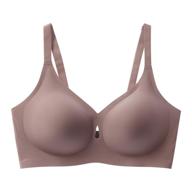 Womens Plus Size V-Neck Seamless U-Back Bra With Jelly Strap Full Cup Support Soft Padding Adjustable Detachable Straps