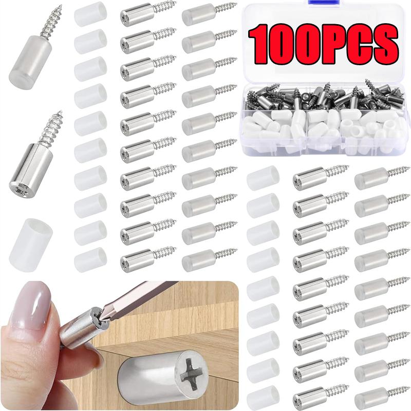 100-10PCS Cross Self-tapping Screw with Rubber Sleeve Laminate Support Home Wardrobe Cabinet Glass Hard Nonslip Partition Nails
