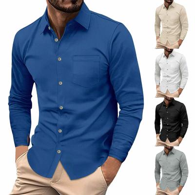 Men'S Casual Loose Fitting Long Sleeved Shirt Fashionable Lapel Shirt Top