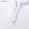 INCERUN Summer Men Drawstring Sleeveless Mesh Hooded Tank Tops