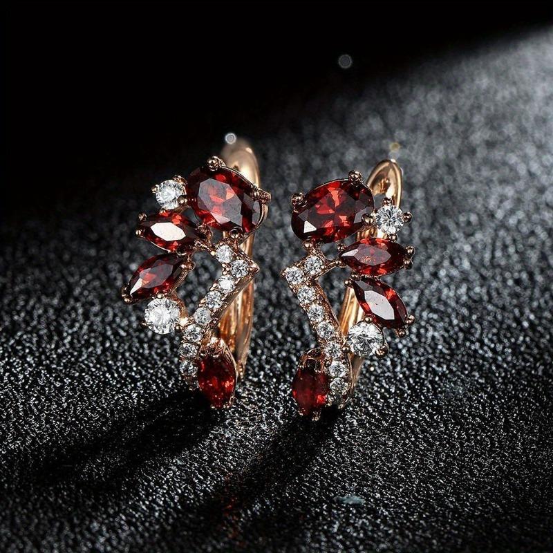 

Trend Blue Natural Zircon Crystal Flower English Earrings For Women Golden Color Party Daily Fine Vintage Jewelry