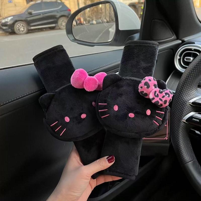 Black Hello Kitty Car Seat Belt Covers Accesorios Coche Car Shoulder Pad Seat Belt for Adults Youth Kids Accessories Interior