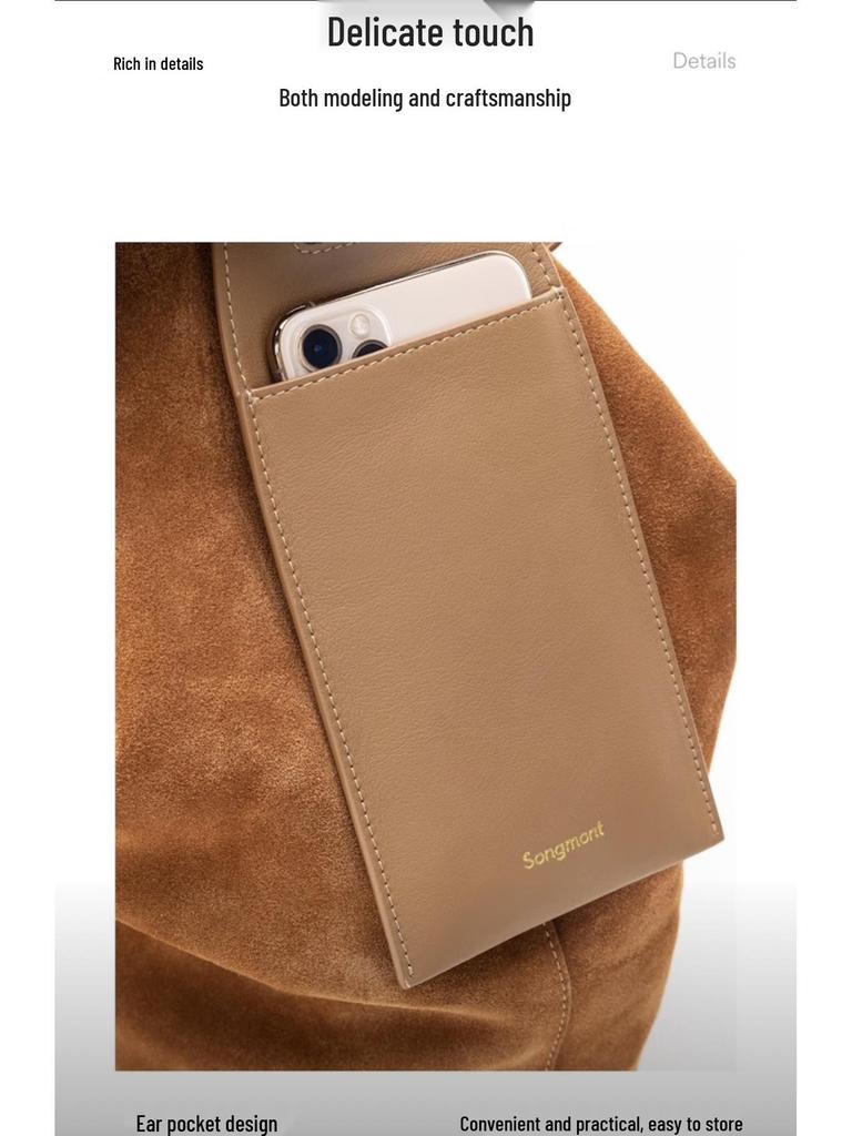 Songmont Semišová Designová Taška Tote přes Rameno a Crossbody, Velká Kapacita