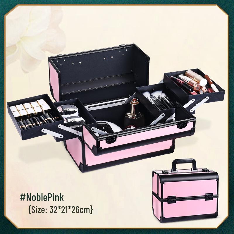 

Большой алюминиевый кейс для макияжа для хранения косметики, парикмахерских принадлежностей, материалов для нейл-арта и микроблейдинга