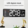 Dual Alarms LED Clocks Large Digital Wall Clock Wall-mounted Table Clock Temp Date Week Display Power Off Memory Remote Control
