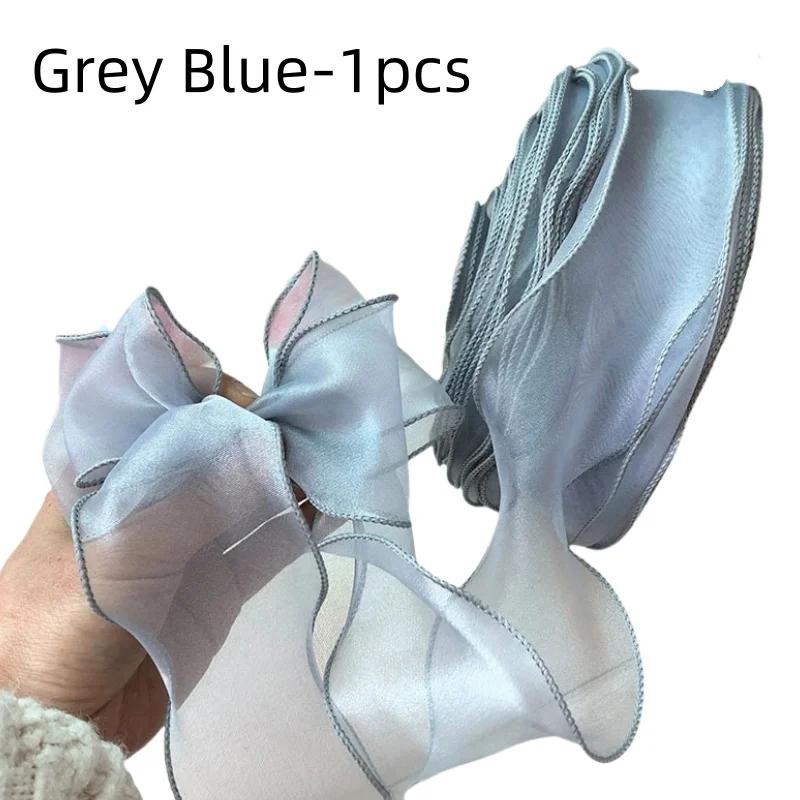 5M Organza Ribbon Wavy Edge Mesh Ribbon Strip DIY Bouquet Wrapping Supplies Handmade Bow Crafts Material Festival Party Decor