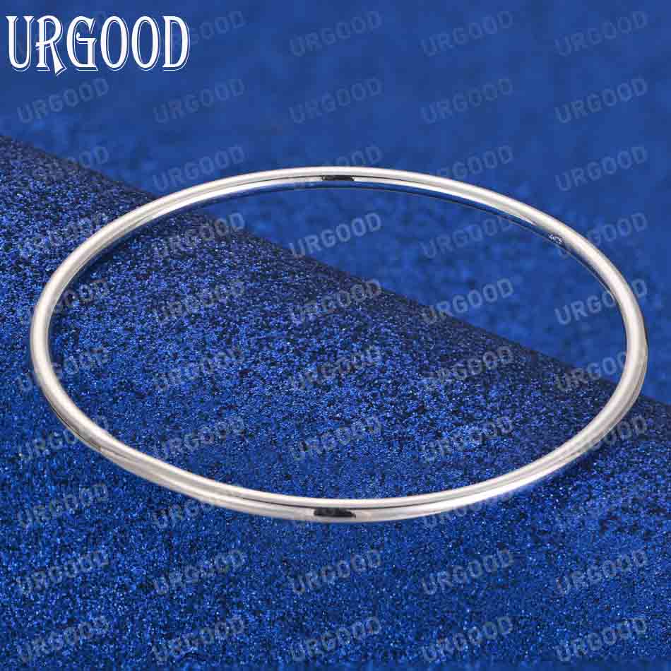 925 Sterling Silver 3mm Polished Large Circle Bangle Wedding Jewelry