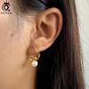 ORSA JEWELS Classic 925 Sterling Silver Geometry Earrings with 6mm Cultured Freshwater Pearl for Women Anniversary Jewelry GPE33