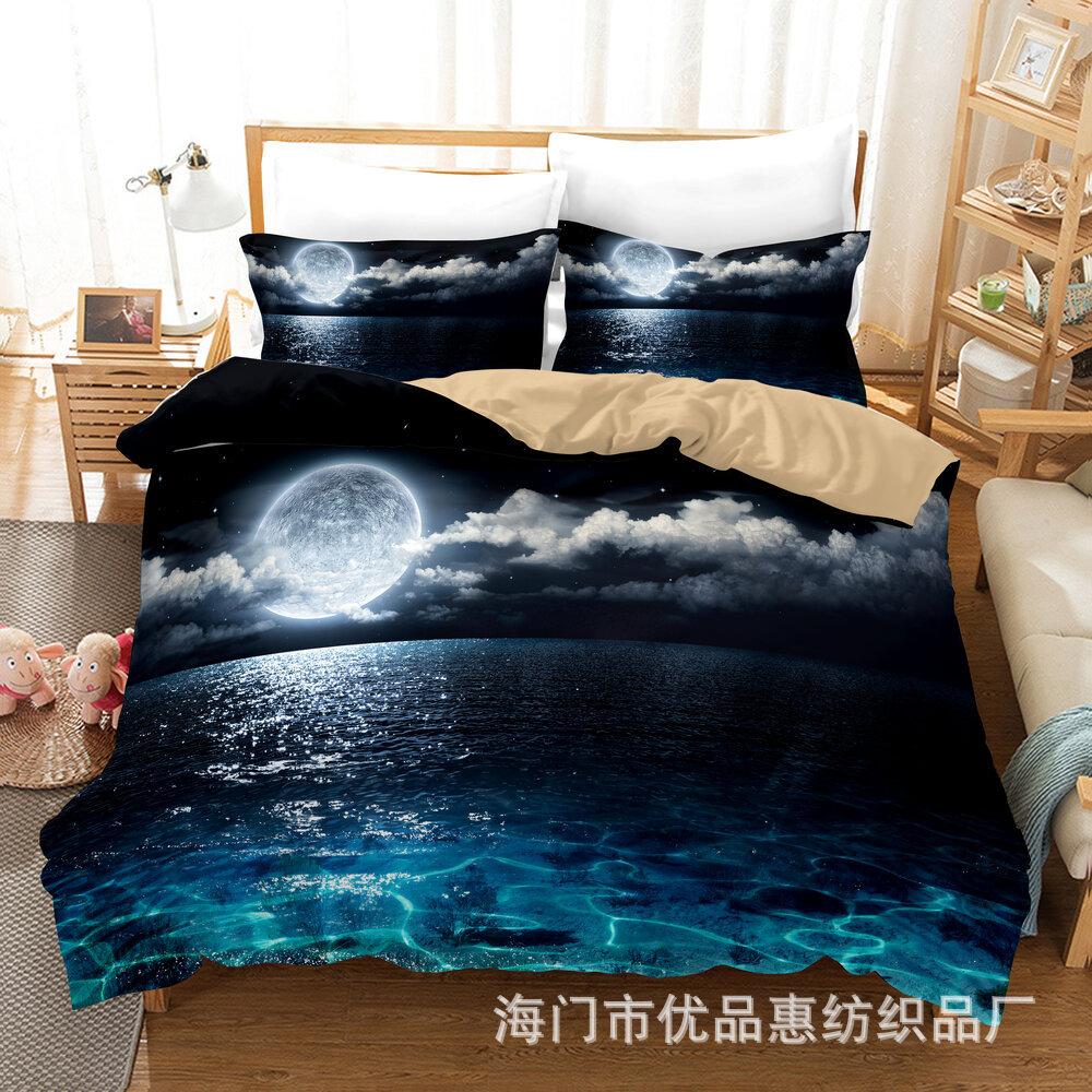 

Луна Солнце Комплект 3D Цифровой Печати Набор Лоскутного Одеяла Набор из Трех Предметов AU-Double180cm×210cm