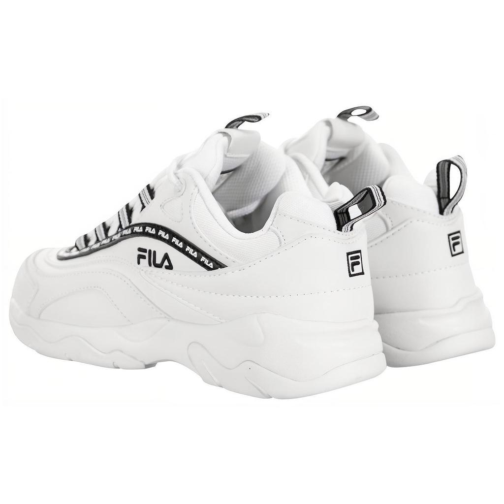 Fila Ray Repeat Leather Comfortable Versatile Low-Top Dad Shoes Women Sneaker Black White 5RM00816_112