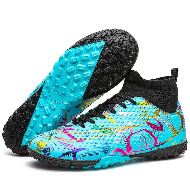 Nailed Flat Bottom Teen Nails Training Children Short Nails Football Shoes High Top Football Shoes Sneakers Men and Women