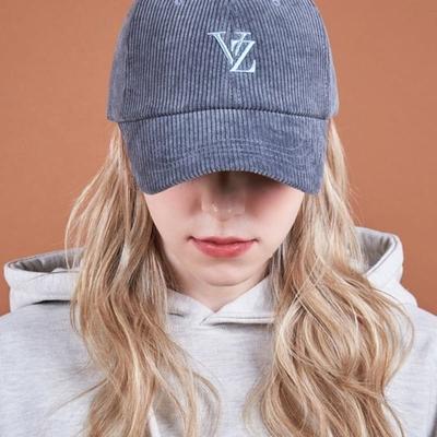 VARZAR 3D Monogramm Pigmentgewaschenes Cord-Übergröße Ball Cap Dunkelgrau
