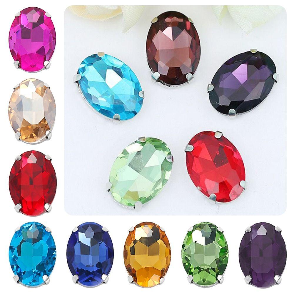 50 st/paket Med Silverklo Glas Kristallstenar Sy-på Diamantpärlor Prydnad För Handarbete