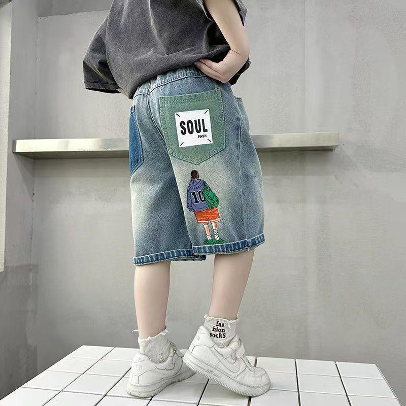 Kids' Cool Summer Denim Shorts 2026 - Mid and Big Boys' Stylish Seven-Point Length