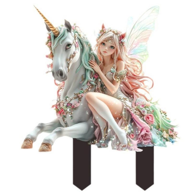 

Butterfly Sign Lovely Elf White Horse Statue Tree Pot Stake Perfect for Acrylic Porch and Garden Sculpture Decoration 1