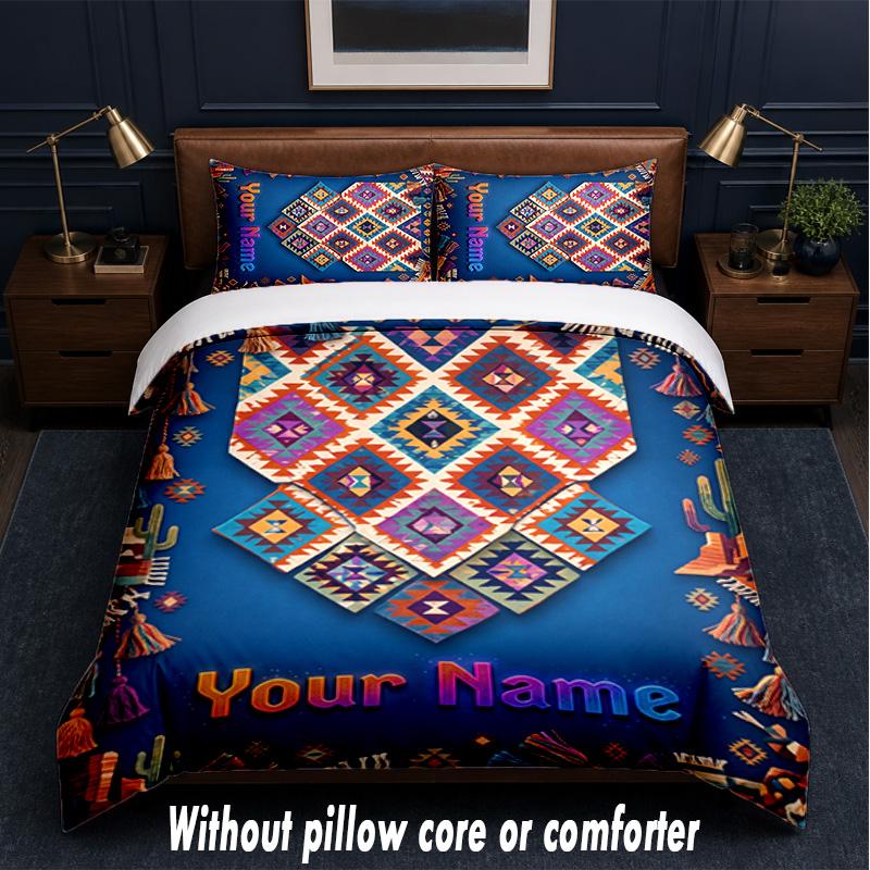 Decorative Artwork Theme Custom Text Or Name 3Pcs Bedding Set,1 Flat Sheet & 2 Pillowcases Personalized Home Bedding