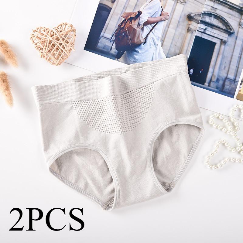 2 Stück/Los Unterwäsche Damen Reine Baumwolle Wabenmuster Mittelhoch Tailliert Hüfthebend Damen Dreiecksslip