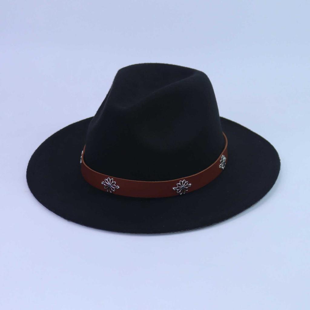 Autumn and Winter Men's and Women's Top Hats Classic Jazz Hats Wool Hats Big Eaves Hat Flat Edge Jazz Hats