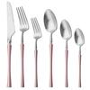 Pink Silver Dinnerware Matte Set 304 Stainless Steel Cutlery Kitchen Flatware Tableware Set Dessert Fork Western Knife Spoon Set