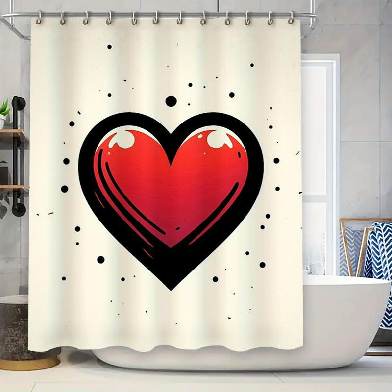 Red Heart Waterproof Shower Curtain
