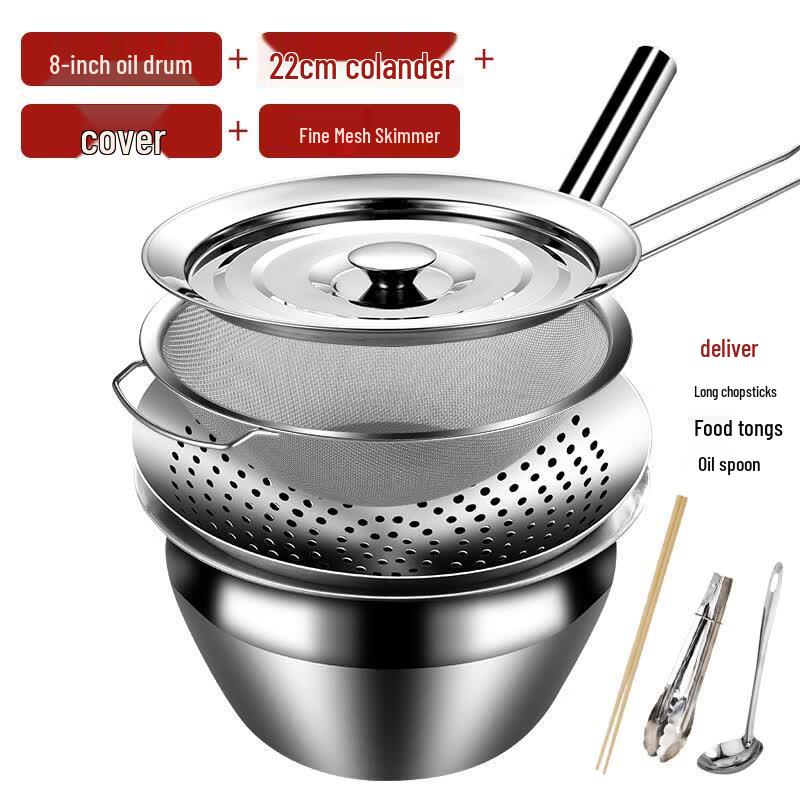 Extra Thick 304 Stainless Steel Oil Storage Pot with Lid