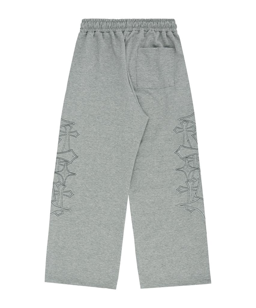EASY NO EASY Stud Needle Work Sweatpants - Grey