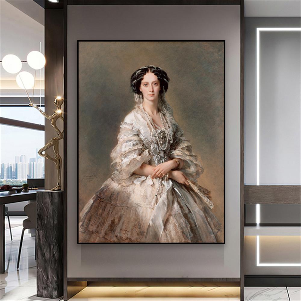 Classical Oil Painting Poster Maria Alexandrovna Prints Winterhalter Canvas Painting Large Vintage Home Room Gallery Decoration
