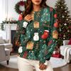 Women's Casual Christmas Print Long Sleeve Neck Sweatshirt
