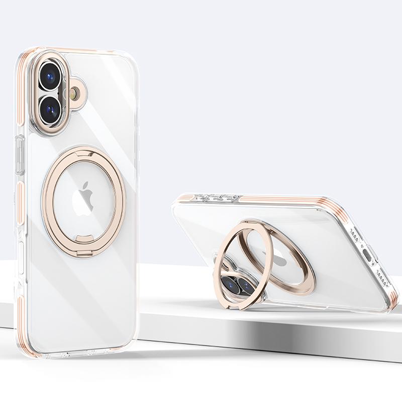 

Metal Bracket Magnetic Clear Phone Case For iPhone 16 15 Pro Max 14 Pro 13 12 for Magsafe Transparent Shockproof Hybrid PC Hard Bumper Cover iPhone 12 Pro Max