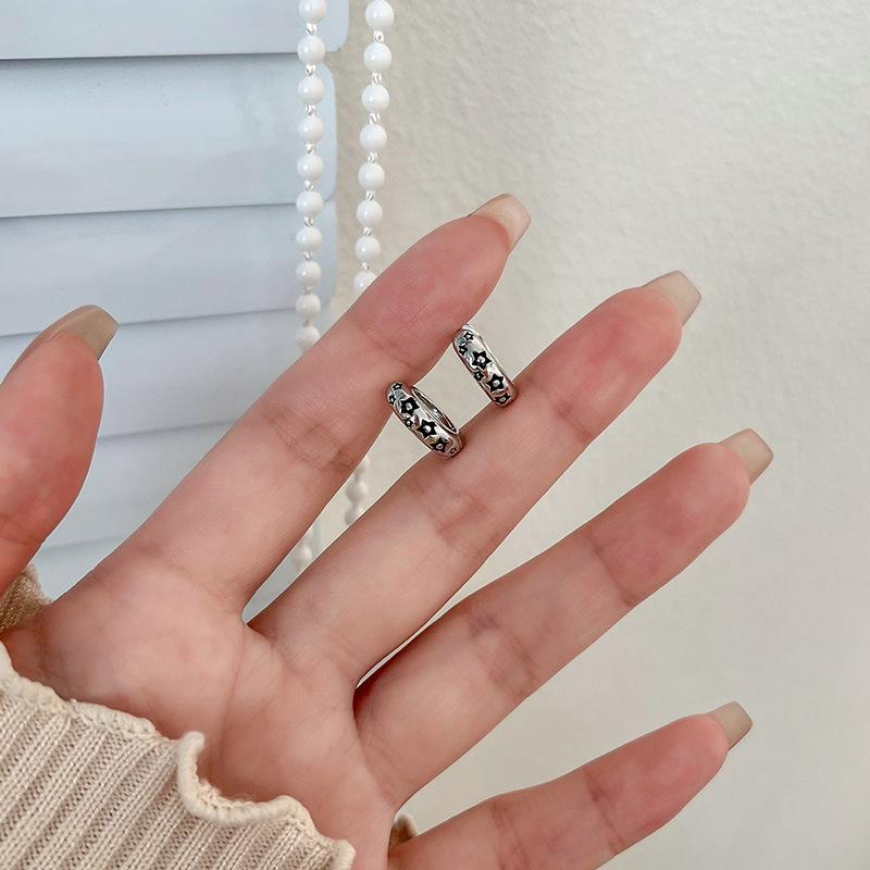 

ANENJERY серебряные цветные серьги-кольца неправильной формы, женские серьги-капли для женщин, ювелирные изделия в стиле ретро, ​​аксессуар чёрный