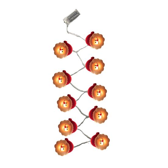 

Гирлянда из снеговиков, светодиодная, на батарейках, праздничное освещение, рождественский декор для дома, улицы, дерева 1.5M Santa Head