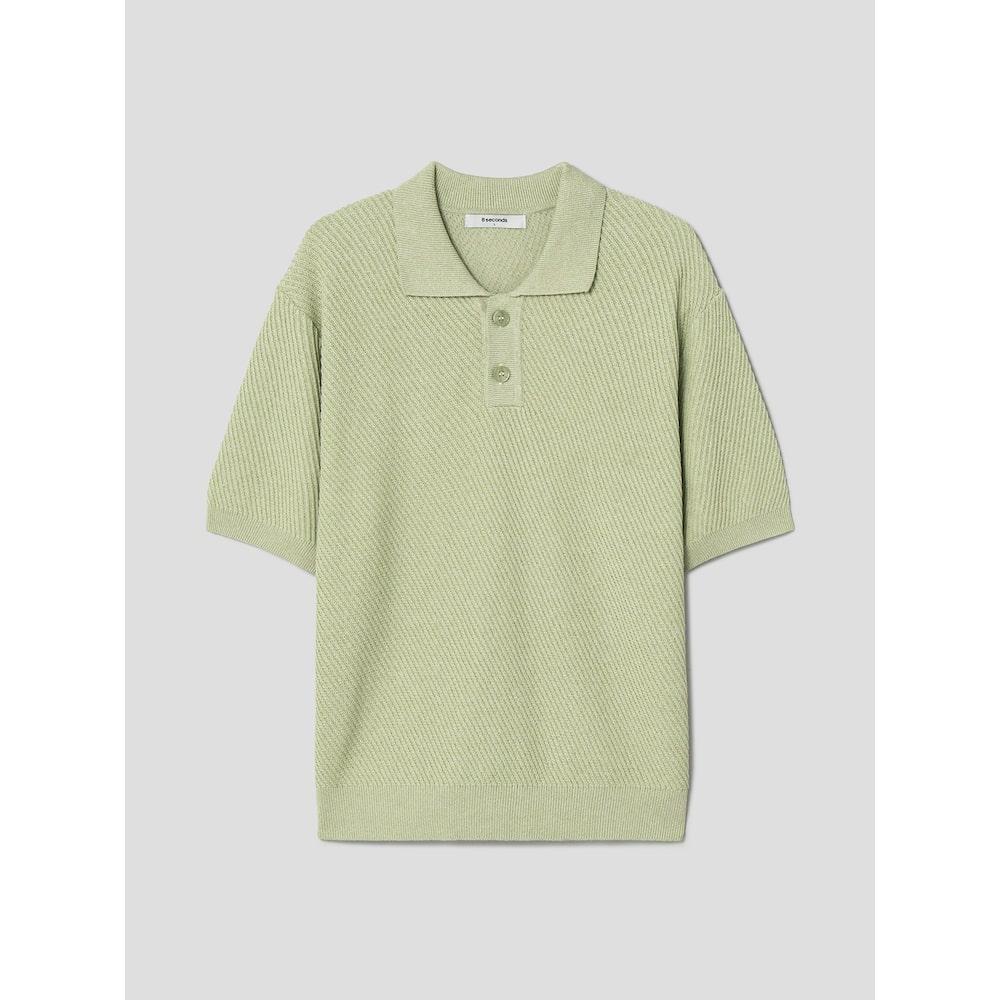 8SECONDS Diagonal Collar Short Sleeve Knit Green (214751Ay1L)