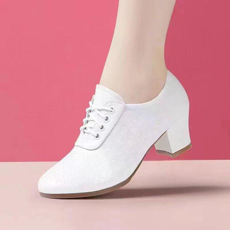 Breathable Women's Medium High Heel Leather Dance Shoes - Summer Collection