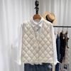 White Duck Down Rhombus Down Vest Women Wear Light V-neck Warm Liner Versatile Stacking Wear