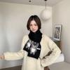 Cartoon Cute Knitted Small Scarf Female Warm Versatile Korean Version of Neck Protection Scarf Autumn and Winter Thickened Foreign Trend
