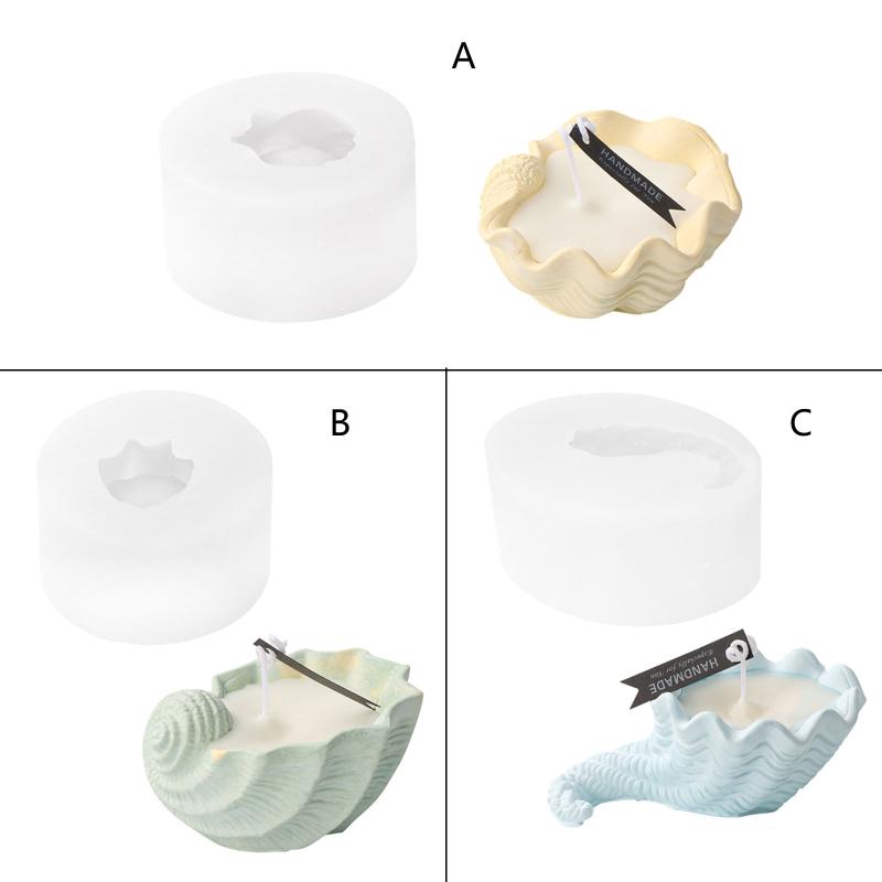 Conch Shaped Candle Jar Silicone Mold for DIY Handmade Plaster Cement Injection Mould Home Decoration Crafts