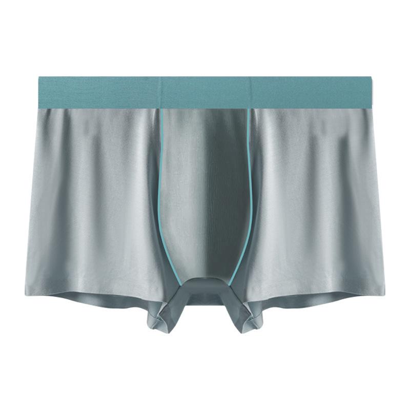 Men's Spring and Summer Pure Color No Trace Breathable Mid Waist Flat Angle Underwear