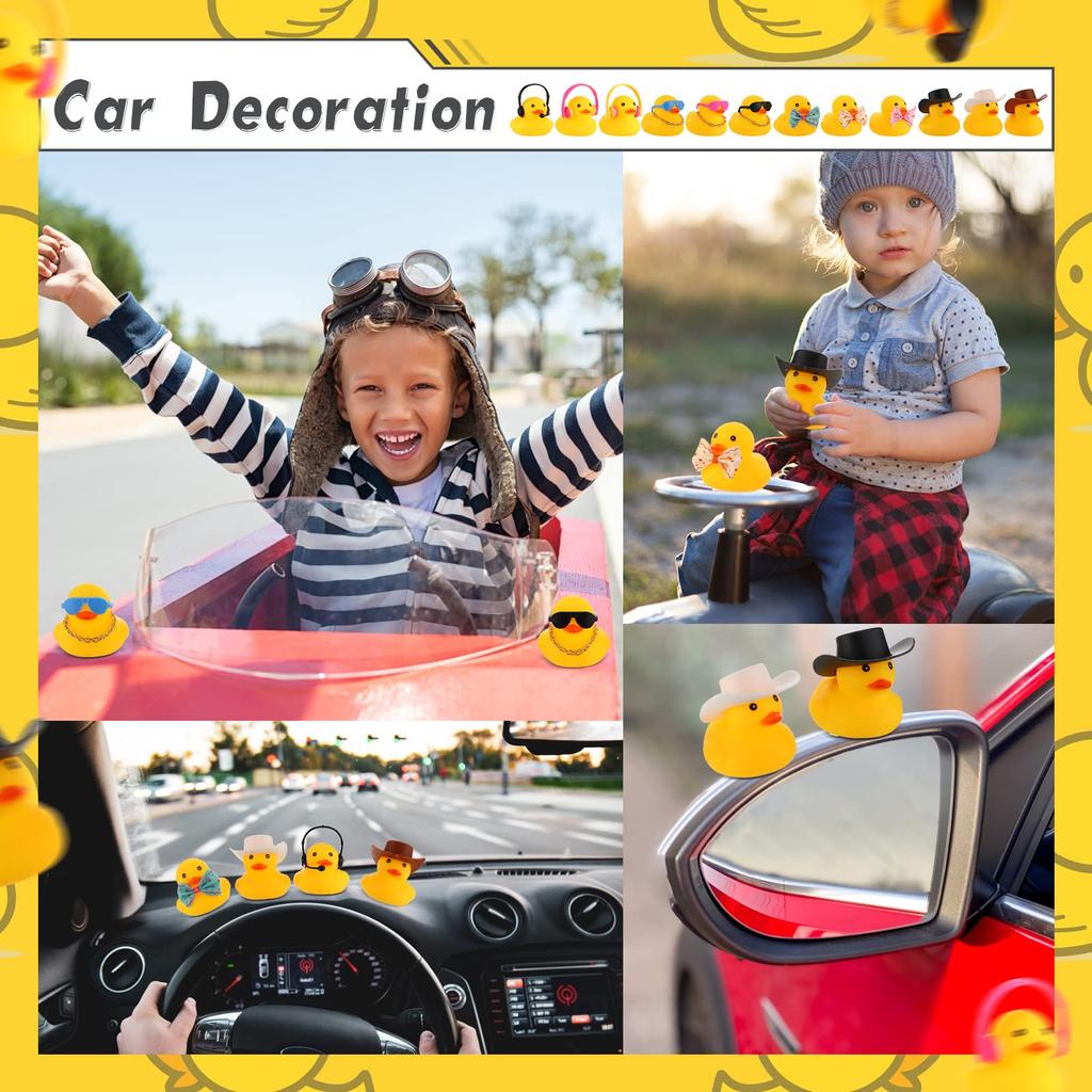 48 Pcs Rubber Duck Toy Bulk Yellow Duck Car Ornaments  For Birthday Party Favors Decoration