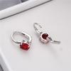 Cute Round Cut Four-claw Red Crystal Gemstone Hook Earrings Birthday Jewlery Gift for Women