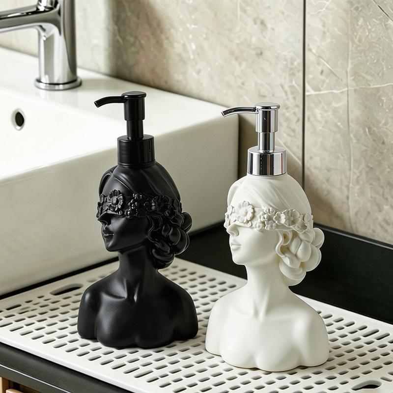 Must-Have Französischer Floraler Augenbinde Dame Büste Harz Seifenspender Pumpe Flasche für Badezimmer Waschbecken Arbeitsplatte Heimdeko Zubehör