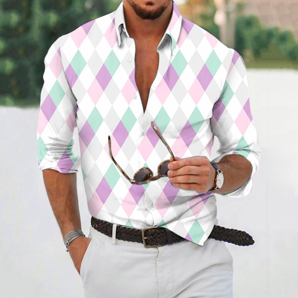 Designer Spring Summer Men's Casual  3D  Halloween Printing Hawaii Shirt Blouse Long Sleeve Shirts