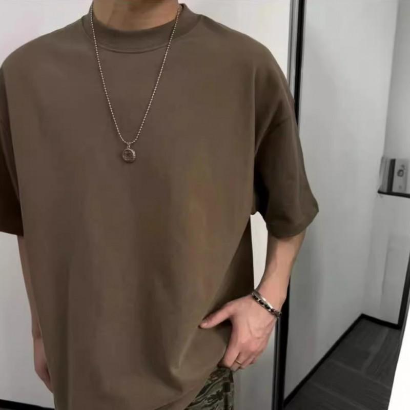 Premium 320g Cotton Tee Unisex Oversized Crewneck T-Shirt Basic Solid Color Casual Top