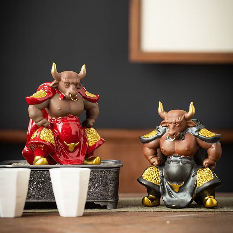 Ceramics Bull Demon King Statue Chinese mythology Characters from TV's Journey to the West Home, Office Decoration Accessories