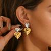 Gold and Silver Contrasting Color Pendant Love Earrings Personalized Vacuum Plating Titanium Steel Studs Do Not Fade