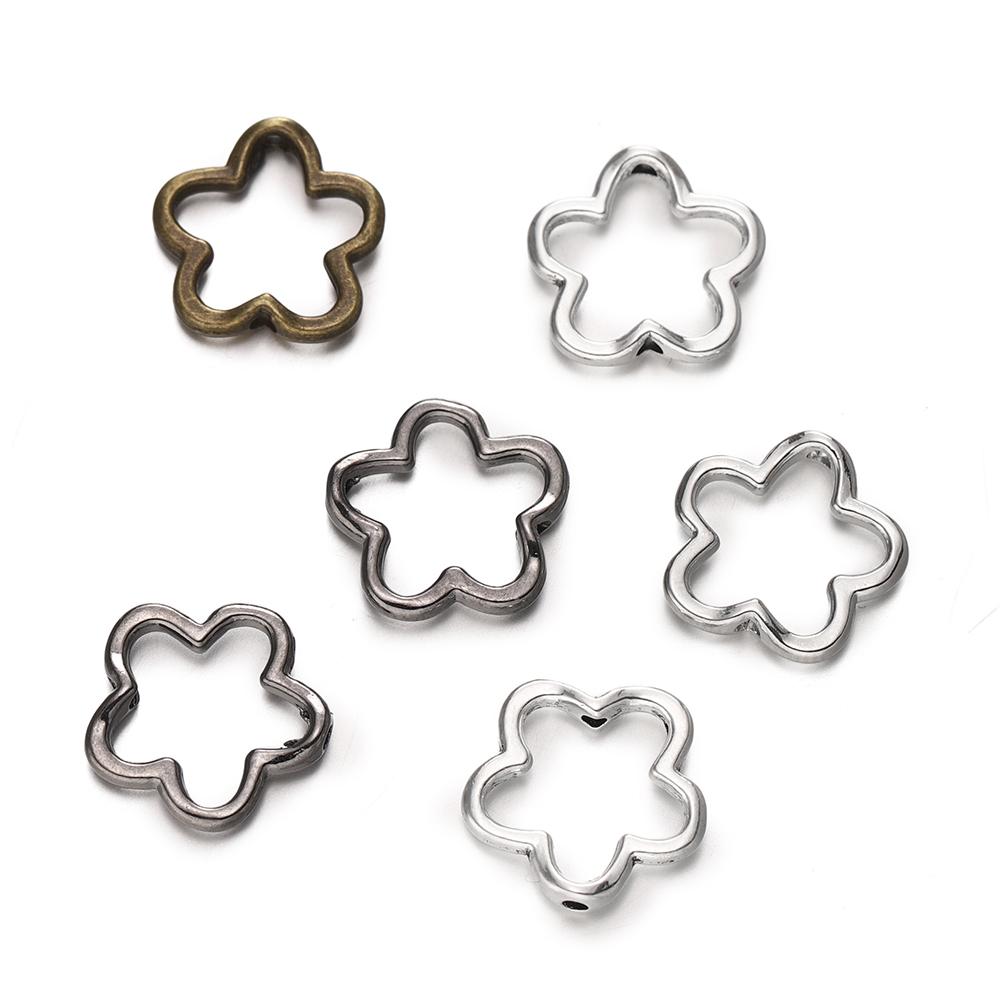 10pcs/lot 15x15mm Cute Hollow Flower Charms Connector Pendant Fit DIY Handmade Metal Alloy Jewelry Making Supplies