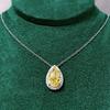 Luxury Female Crystal Yellow Pink Zircon Stone Water Drop Pendant Necklace Vintage Silver Color Wedding  For Women